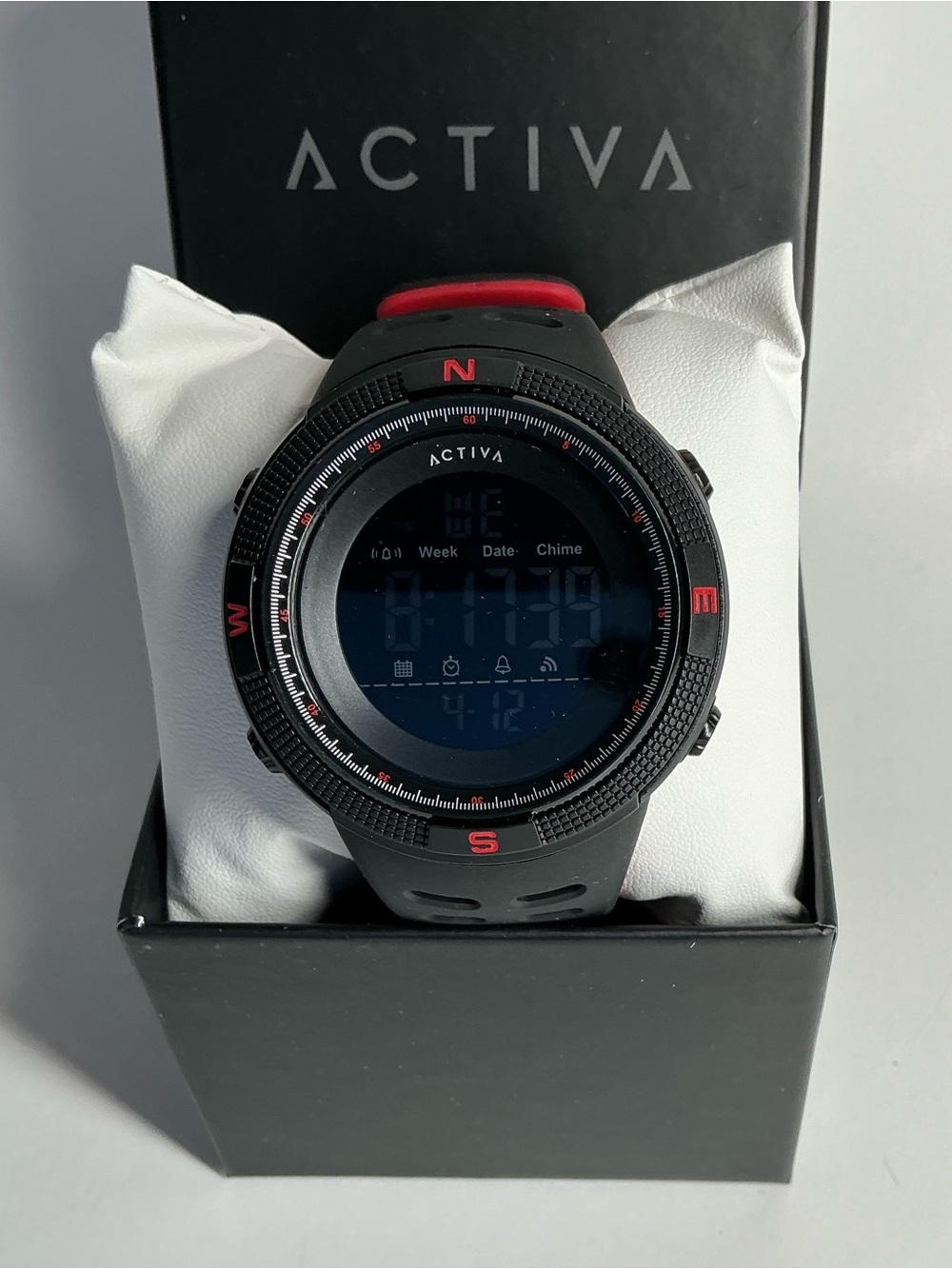 Activa Black and Red Digital Sport Watch with Silicone Band